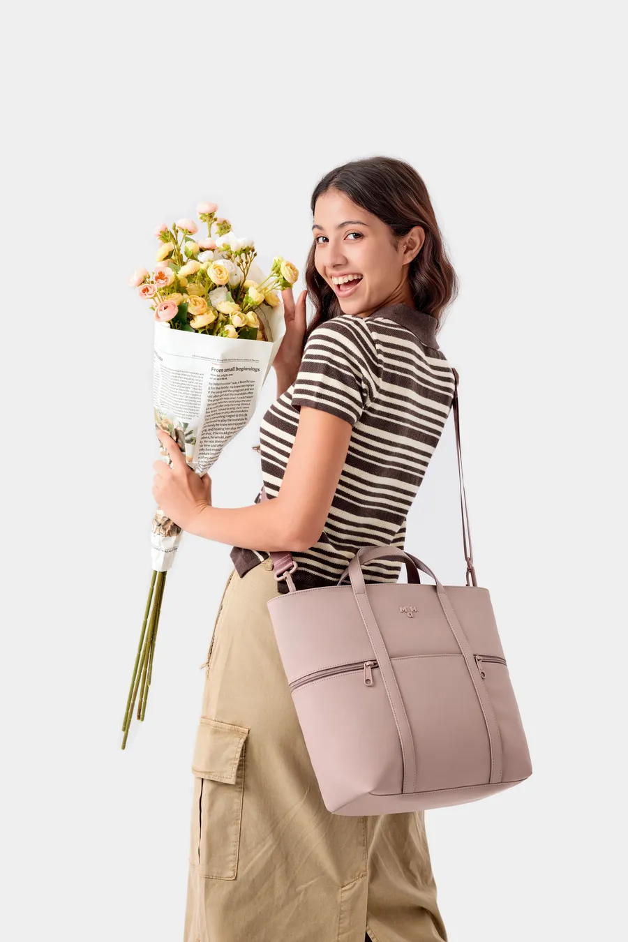 A model wearing a MaH bag from the spring/summer 2026 collection